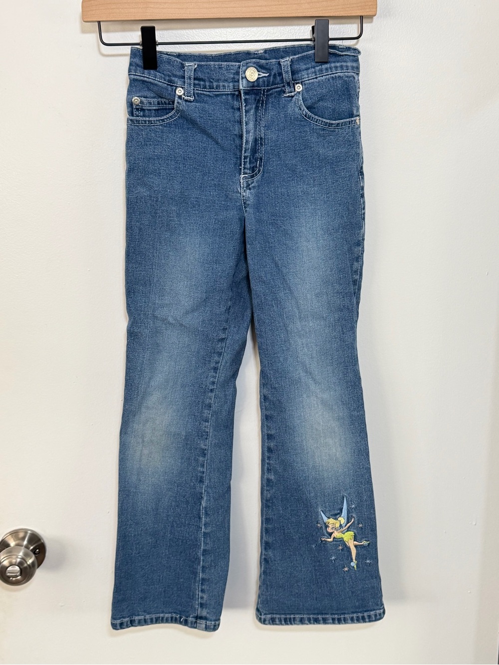 Girls' Blue Embroidered Tinkerbell Jeans - 8